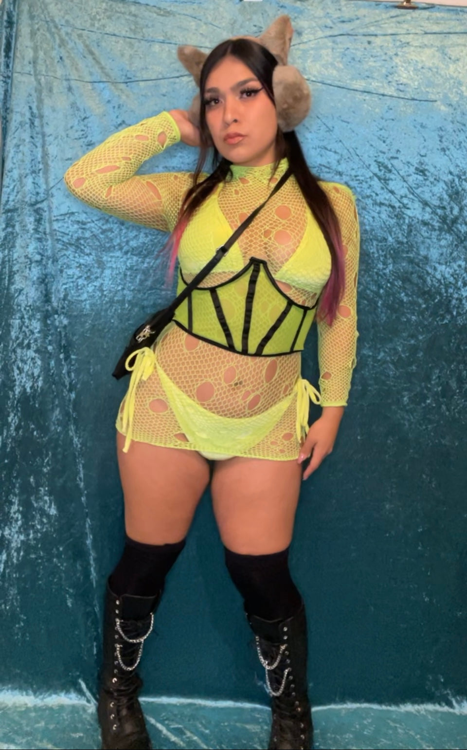 Green Fishnet dress