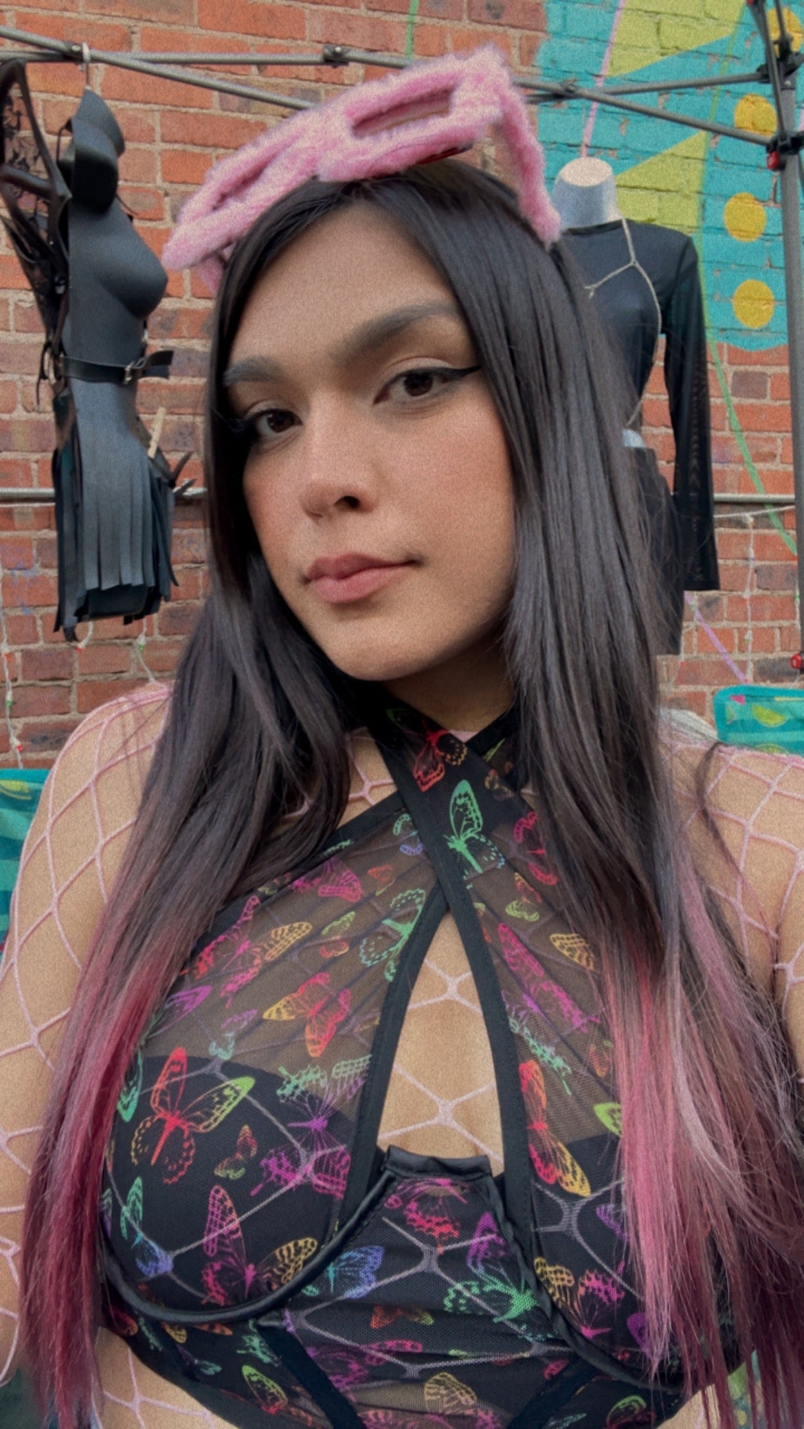 Neon Butterfly Halter Top