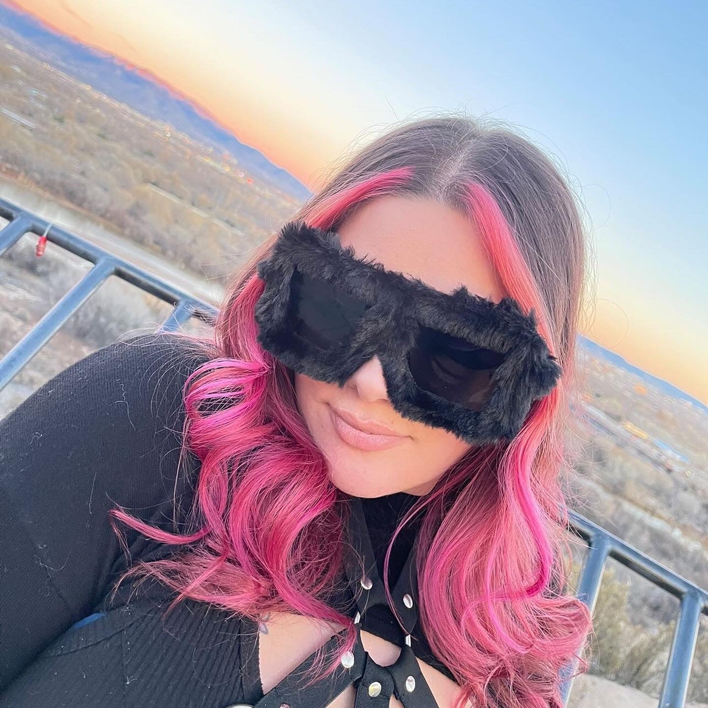 Black Fuzzy Sunglasses