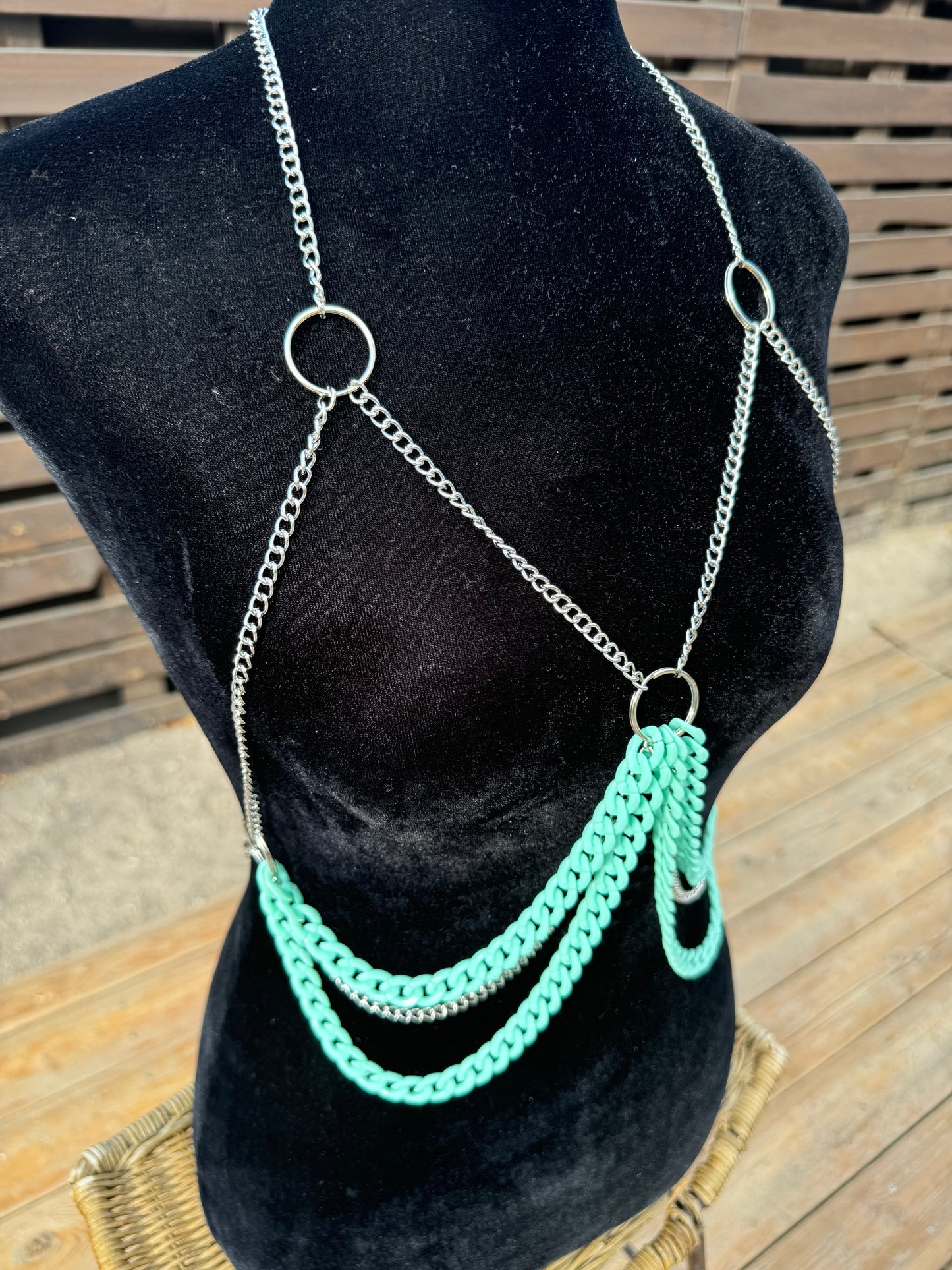 Minty green body chain