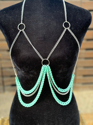 Minty green body chain