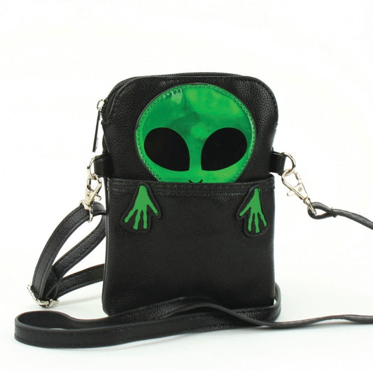 Peaking Alien in green