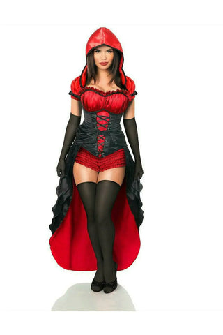 5 PC Red Hot Riding Hood Corset Costume