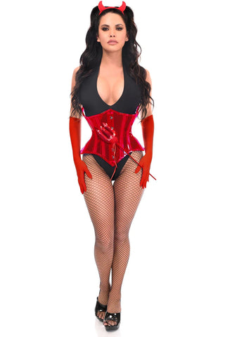 4 PC Red Festival Devil Corset Costume