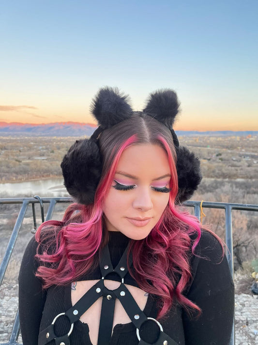 Black Essential Bear Muffs
